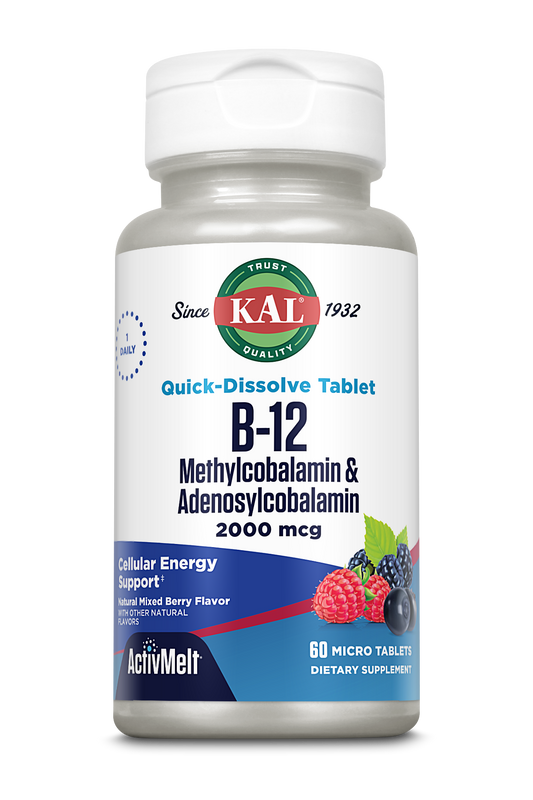 B-12 Methylcobalamin & Adenosylcobalamin 2000 mcg ActivMelt® Instant Dissolve Tablets
