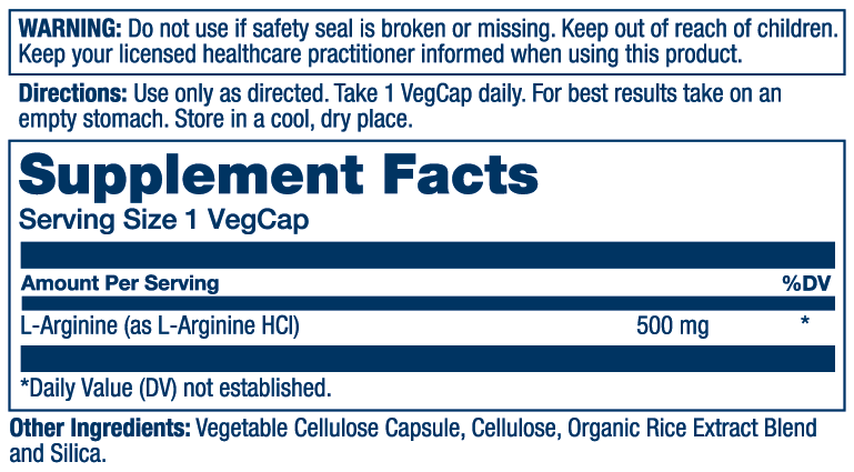 L-Arginine, Free Form 500mg