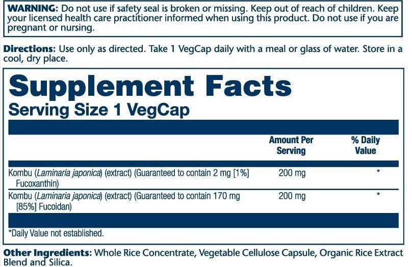 Fucoxanthin, Kombu Seaweed Ext 200mg