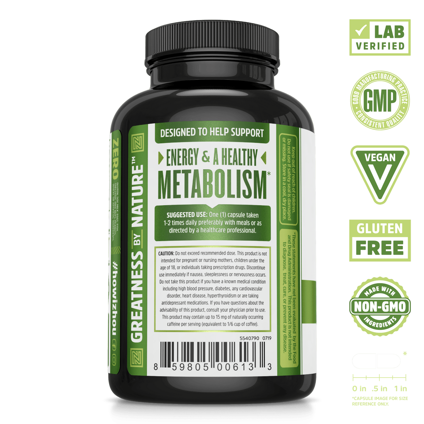 Green Tea Supplement for Gentle Caffeine. Lab verified, good manufacturing practices, vegan, gluten free, made with non-GMO ingredients