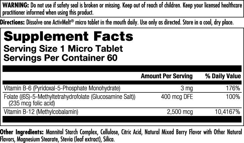 B-6 B-12 MethylFolate Acid ActivMelts®