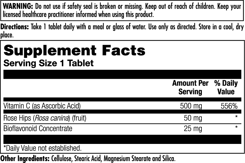 C 500 + Rose Hips & Bioflavonioids Sustained Release Tablets