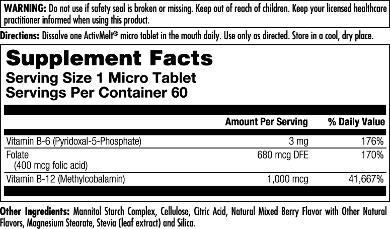 B-6 B-12 Folic Acid ActivMelt