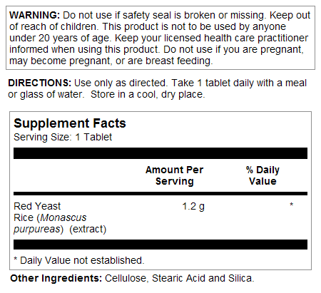 Red Yeast Rice Once Daily Tablets 1200 mg