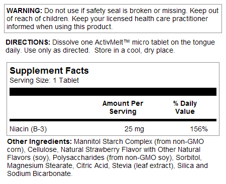 Niacin 25 mg ActivMelt® Instant Dissolve Tablets