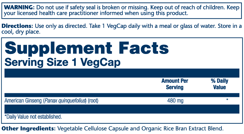 American Ginseng Root 480mg