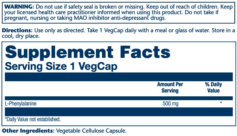 L-Phenylalanine, Free Form 500mg