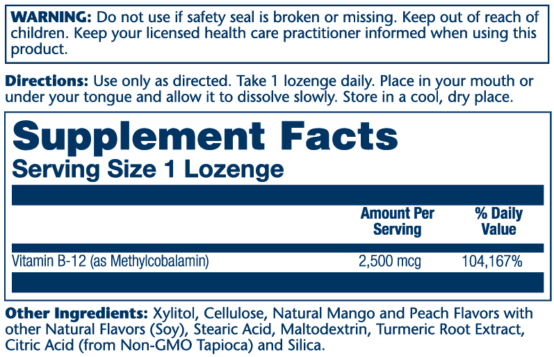 Methyl B-12, Mango Peach - 2500mcg