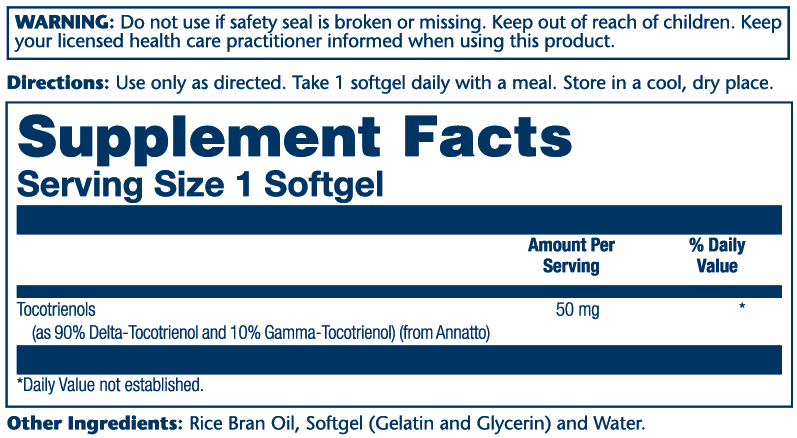 Vit E Tocotrienols, Annatto 50mg