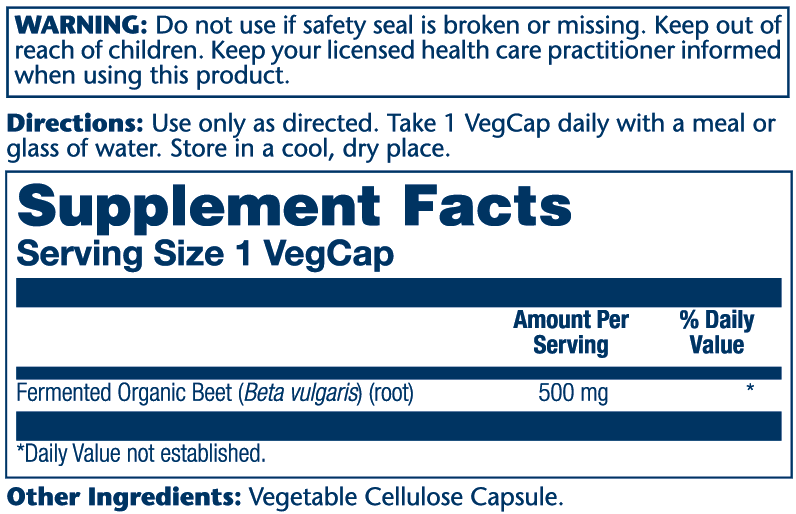 Org Grwn Frmtd Beet Root 500mg