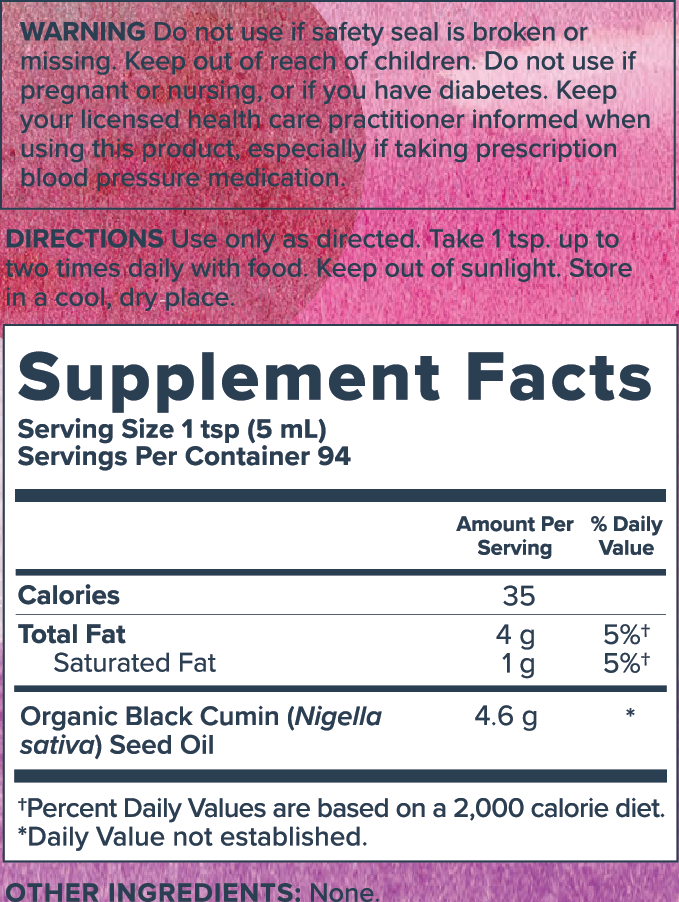 Black Seed Oil, Organic