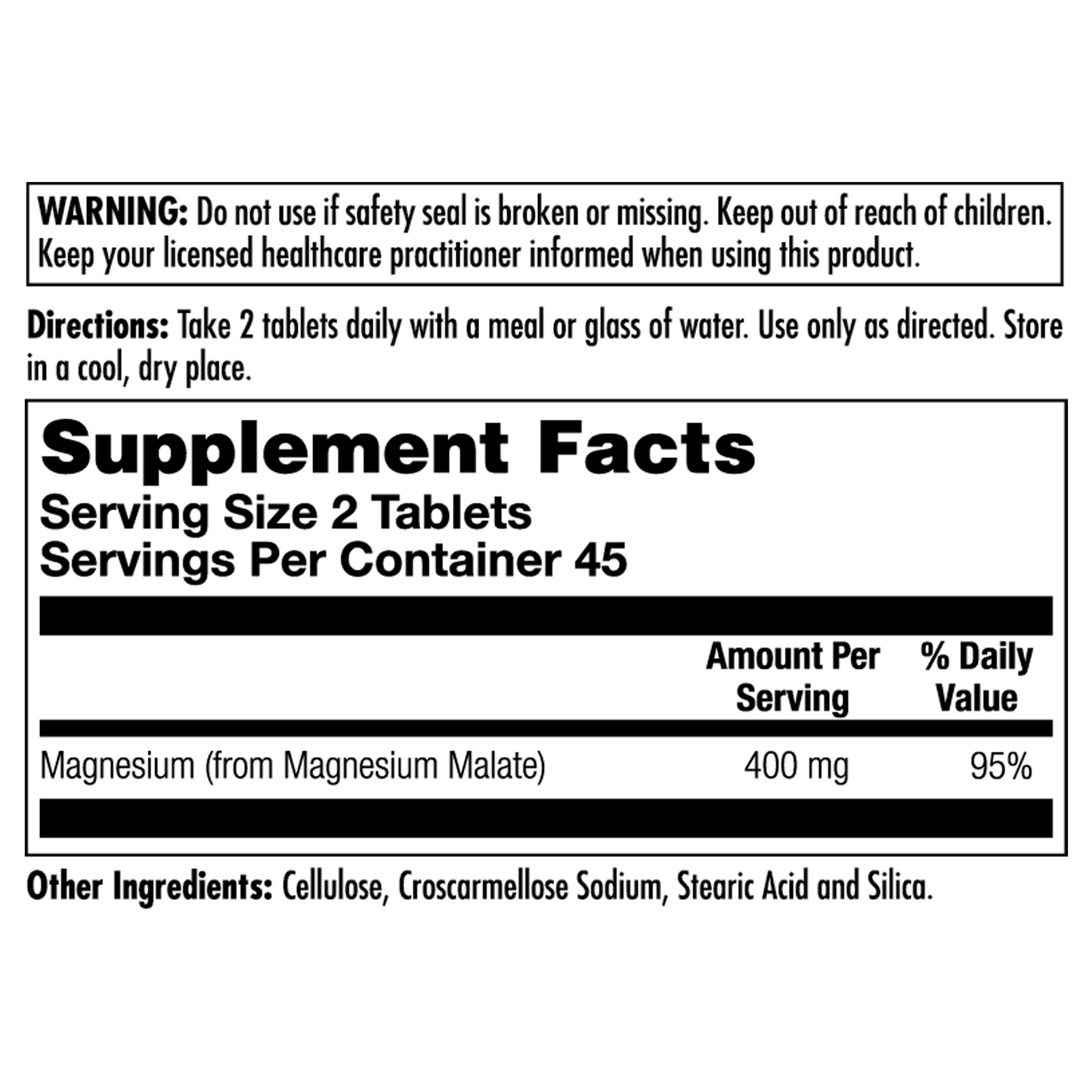 Magnesium Malate 400 Tablets