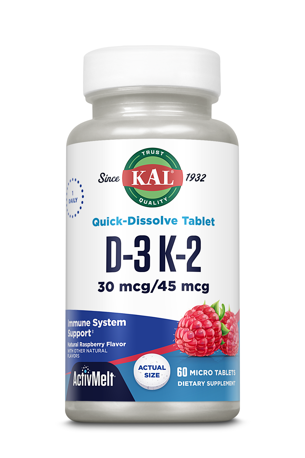 D-3 K-2 ActivMelt® Instant Dissolve Tablets Raspberry