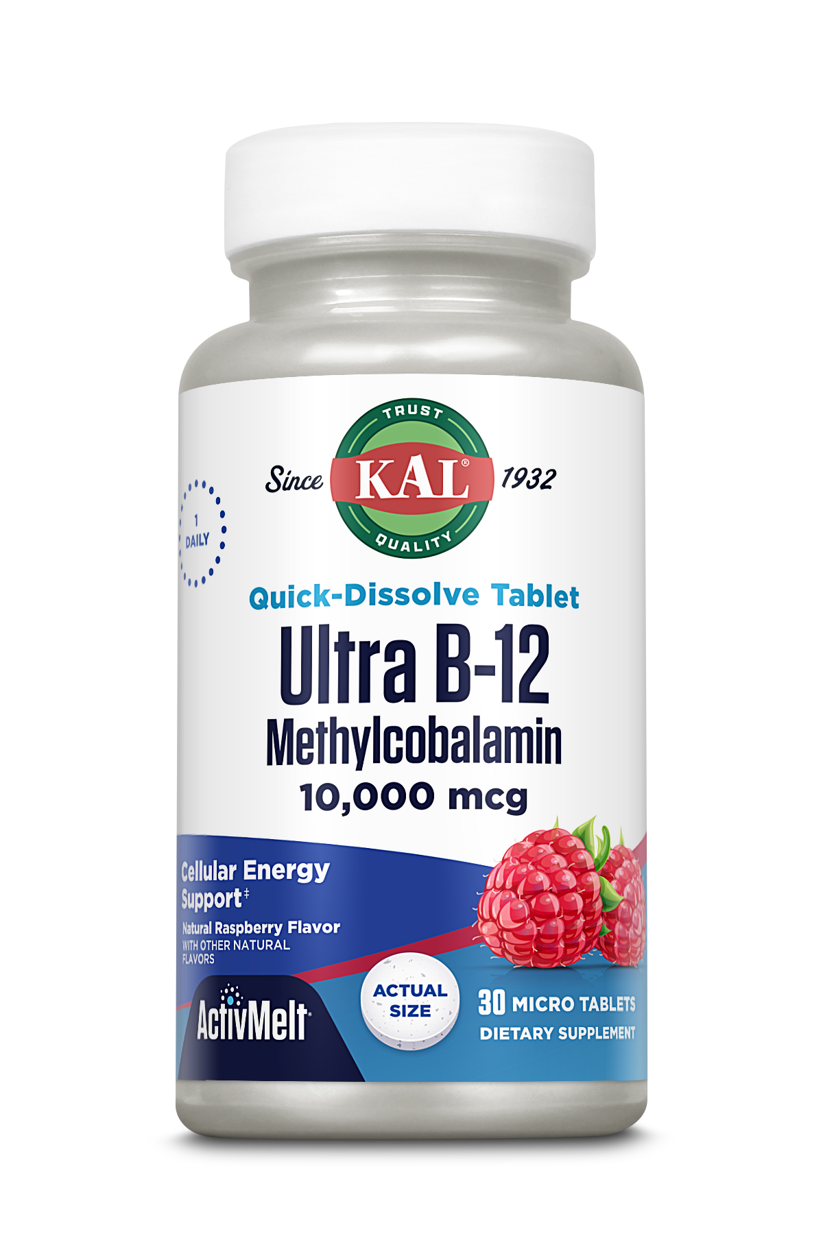 Ultra B-12 Methylcobalamin 10,000 mcg ActivMelt® Instant Dissolve Tablets Raspberry