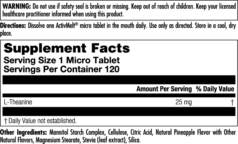 L-Theanine 25 mg ActivMelt® Instant Dissolve Tablets