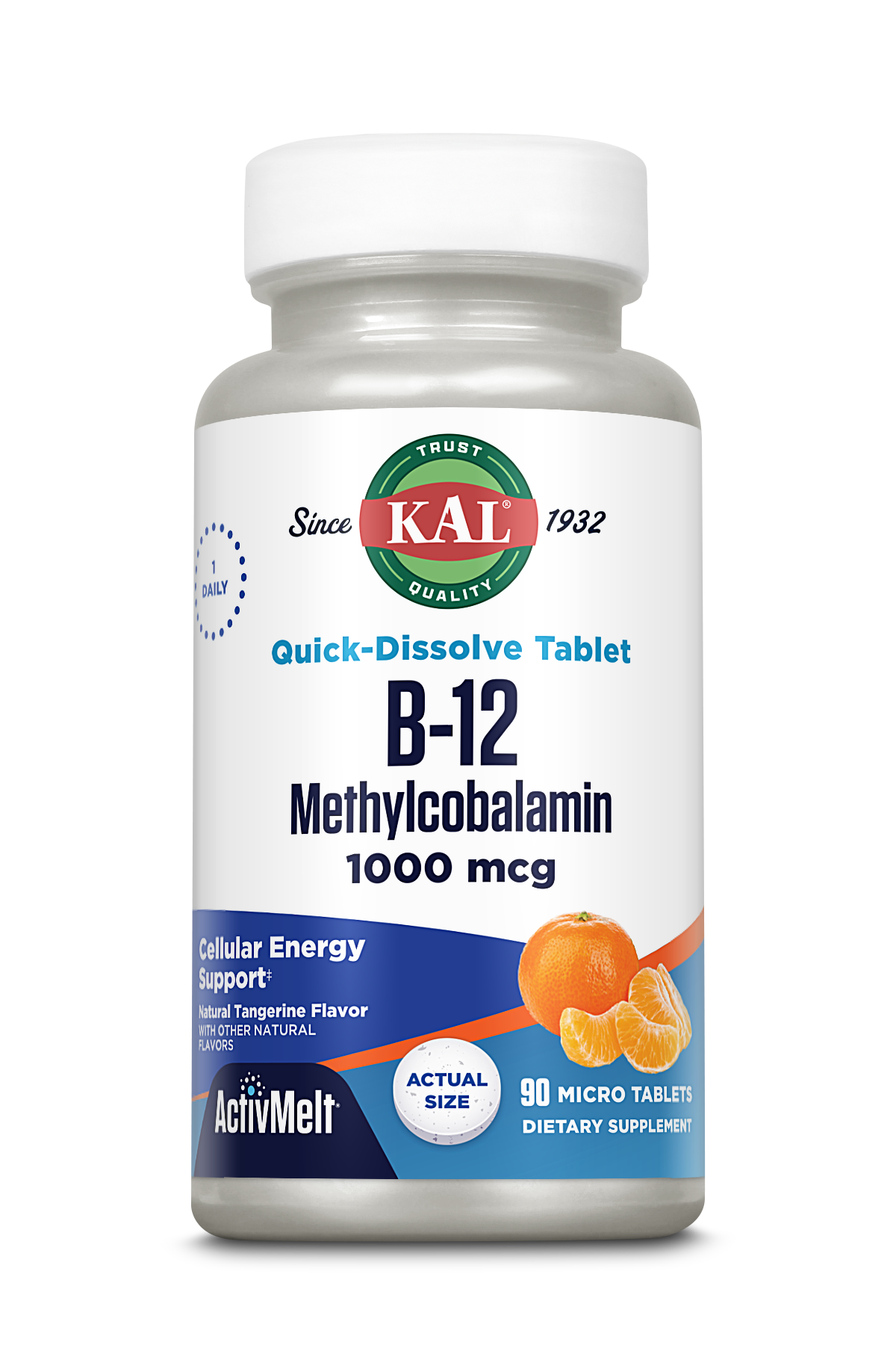 B-12 Methylcobalamin 1000 mcg ActivMelt® Instant Dissolve Tablets Tangerine
