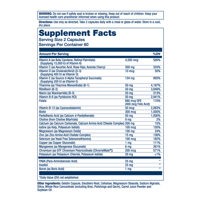 Solaray Twice Daily Multi Energy Multivitamin, Iron Free | Complete Multi for Immune & Energy Support | Non-GMO | 120ct