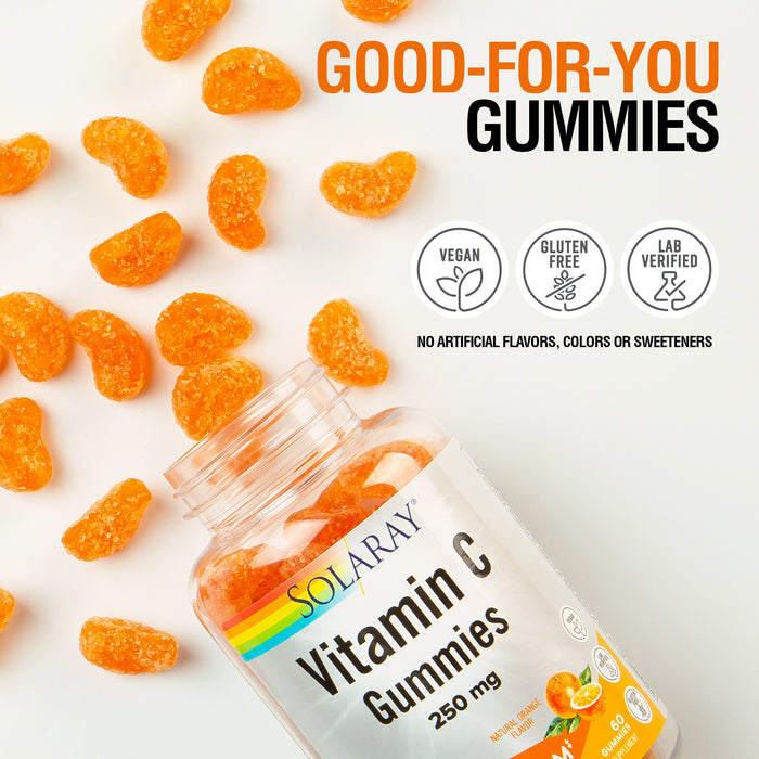 Solaray Vitamin C Gummies 250 mg | Healthy Immune System Function Support | Vegan & Gluten Free | 30 Servings, 60 Ct