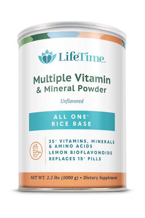 LifeTime allOne Rice Base Multiple Vitamin & Mineral Powder, Once Daily Multivitamin, Mineral & Whole Food Amino Acid Supplement, 7g of Rice Protein, 66 Servings, 2.2 lbs (66 Servings)