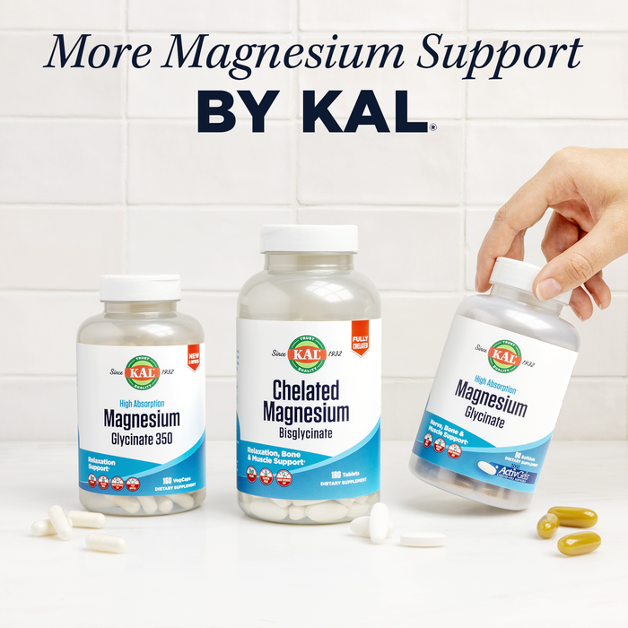 KAL Magnesium Potassium Bromelain, Magnesium Complex for Bone, Heart Health, Muscle Support w/ Magnesium Citrate, Magnesium Malate, Potassium Citrate, Vegetarian, 60-Day Guarantee, 60 Serv, 60 Tablets