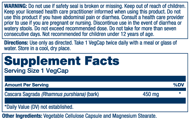Cascara Sagrada Bark 450mg
