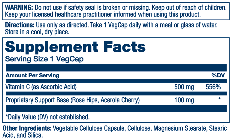 Vitamin C With Rose Hips & Acerola 500mg