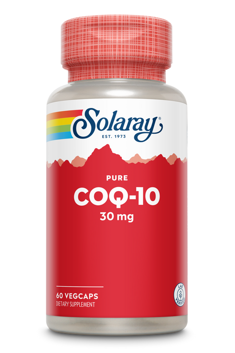 Solaray Pure CoQ-10 30 mg | Health Heart Function & Cellular Energy Support | Non-GMO, Vegan & Lab Verified for Purity | 60 VegCaps