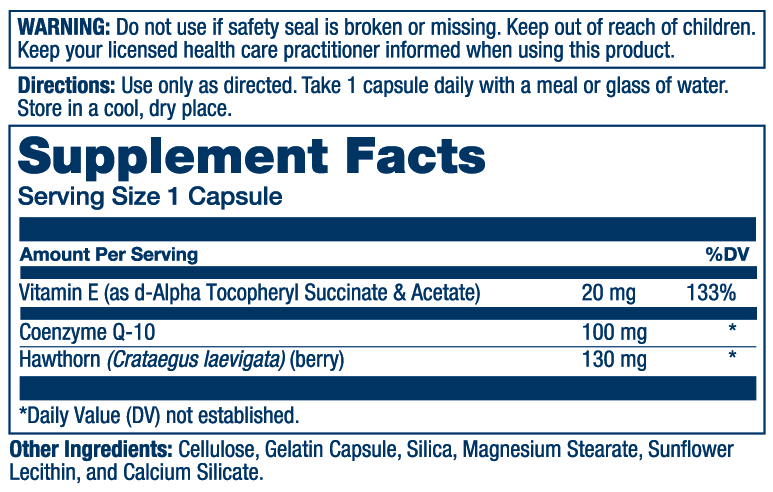 Solaray Pure CoQ10 100mg with Hawthorn Berry, Antioxidant Formula with CoEnzyme Q10 and Vitamin E for Cellular Energy and Heart Health Support, Lab Verified, 60 Day Guarantee, 30 Servings, 30 Capsules