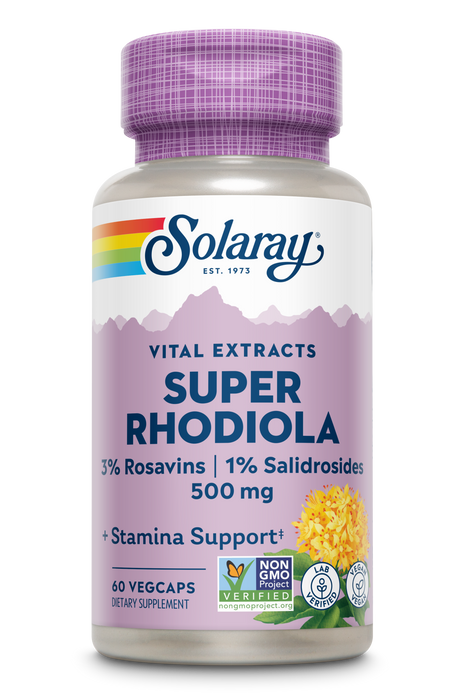 Solaray Super Rhodiola Root Extract 500mg | Herbal Adaptogen for Healthy Stress & Energy Support | Guaranteed Potency | Non-GMO & Vegan | 60 VegCaps