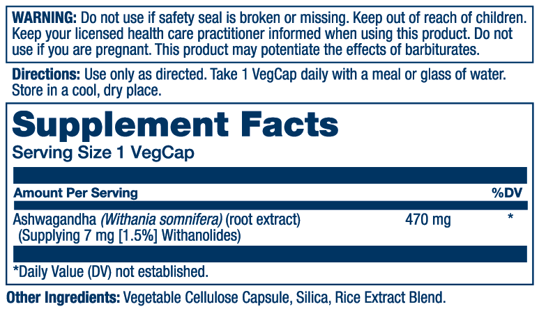 Solaray Ashwagandha Extract, 470mg | 60 Count