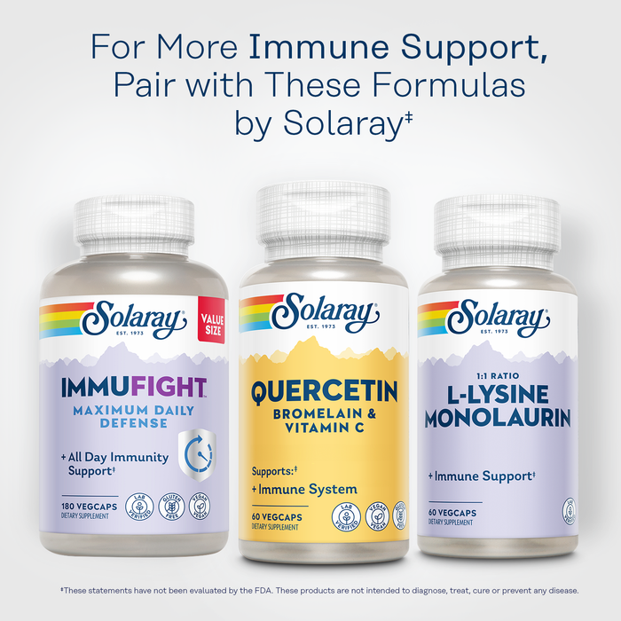 SOLARAY Quercetin with Bromelain and Vitamin C - Immune Support Supplement - Antioxidant and Heart Health Complex with Quercetin 500mg and 1235mg Vit C - Vegan, 60-Day Guarantee, 60 Serv, 120 VegCaps (60 CT, 20 Serv)