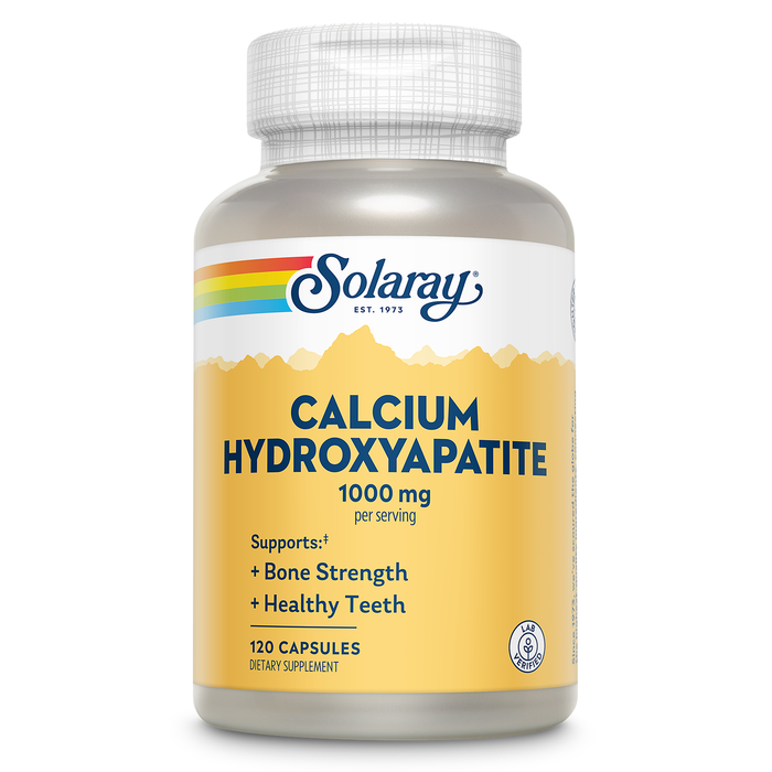 SOLARAY Calcium Hydroxyapatite Supplement - 1000 mg per Serving - Bone Strength and Healthy Teeth Support - Lab Verified, 60-Day Guarantee - 30 Servings, 120 Capsules