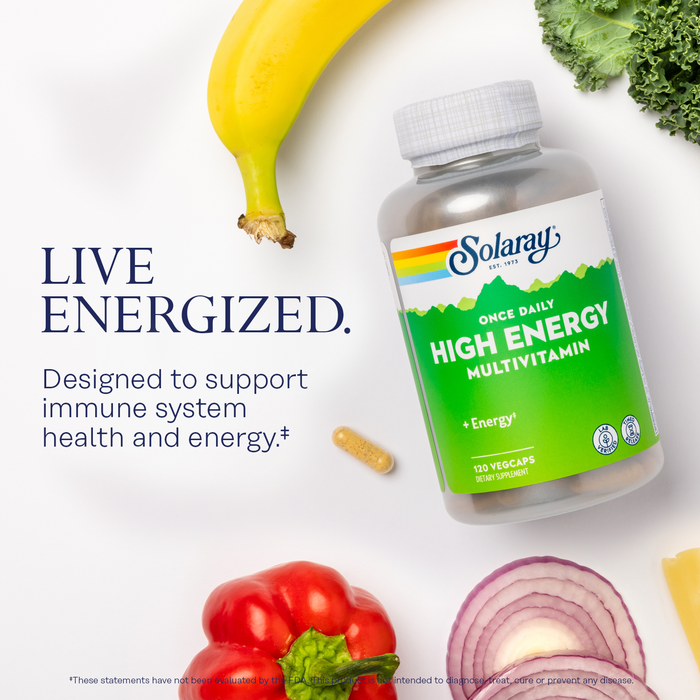 Solaray Once Daily High Energy Multivitamin, Timed Release Formula for Immune System and Energy Support, Whole Food and Herb Base, Mens and Womens Multi Vitamin, 120 Servings, 120 VegCaps (120 Servings, 120 VegCaps)