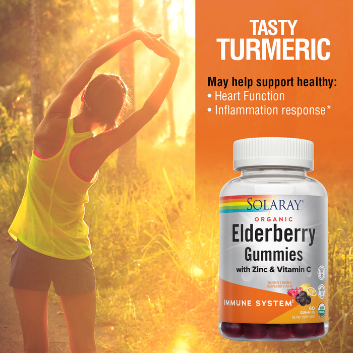 Solaray Turmeric Gummies w/ Ginger | Healthy Heart & Inflammation Response Support | Vegan, Gluten Free | 30 Serv, 60 Ct