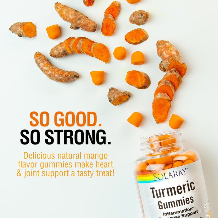 Solaray Turmeric Gummies w/ Ginger | Healthy Heart & Inflammation Response Support | Vegan, Gluten Free | 30 Serv, 60 Ct