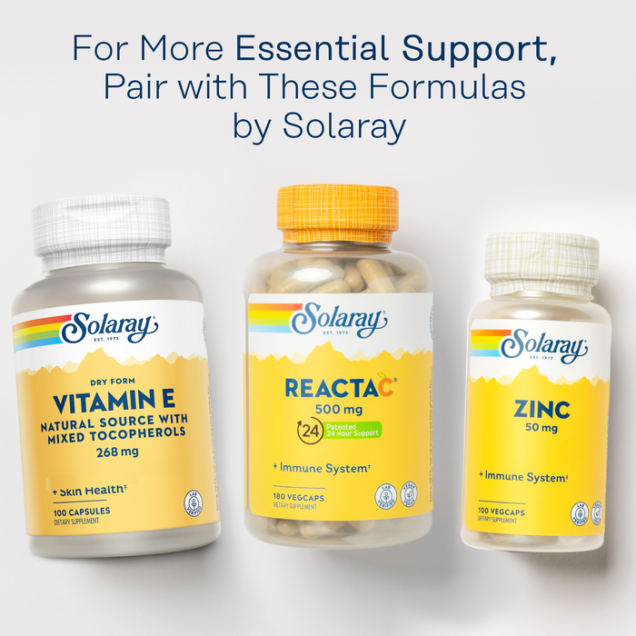 SOLARAY Vitamin E 400 IU (268mg), Dry Form - Natural Source, Mixed Tocopherols Vitamin E - Antioxidant Supplement, PMS and Menopause Support - 60-Day Guarantee, Lab Verified - 100 Serv, 100 Capsules