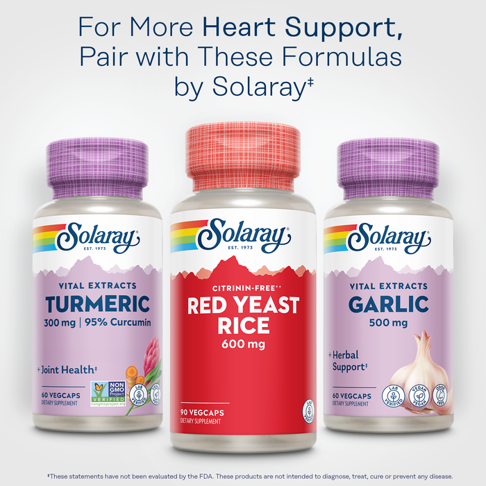 SOLARAY Red Yeast Rice, Non-Irradiated & Citrinin-Free, 60 Day Money-Back Guarantee, 90 Servings, 90 VegCaps