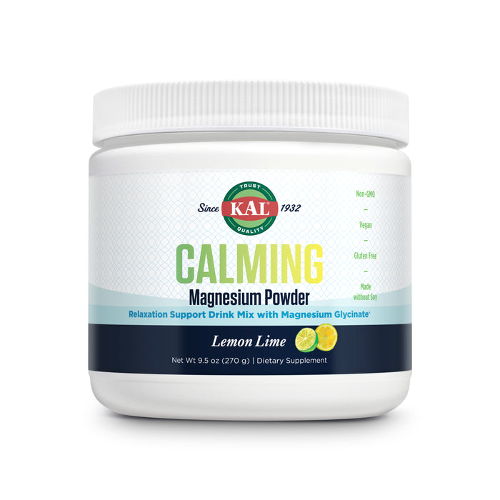 KAL Calming Magnesium Powder - Lemon Lime Flavor Magnesium Supplement - High Absorption, Relaxation Support, No Added Sugar, Vegan, Gluten Free, Made Without Soy - 40 Servings, 9.5 oz