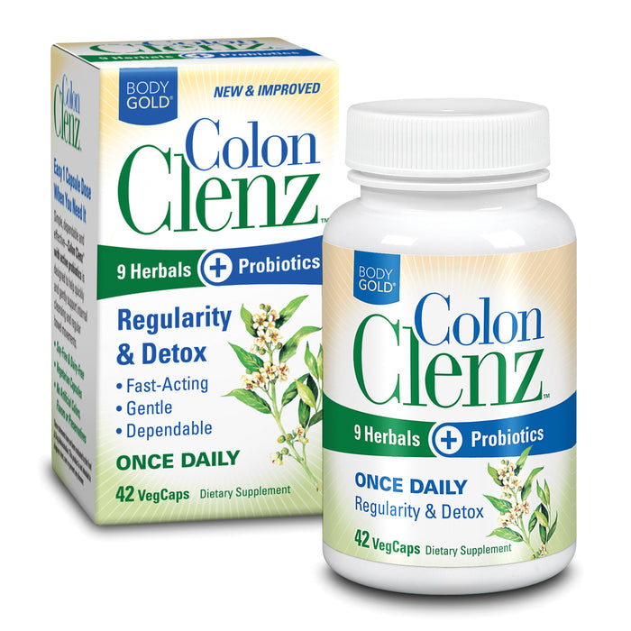 BodyGold Colon Clenz Regularity & Detox Formula Once Daily Support with 9 Herbs + Active Probiotics