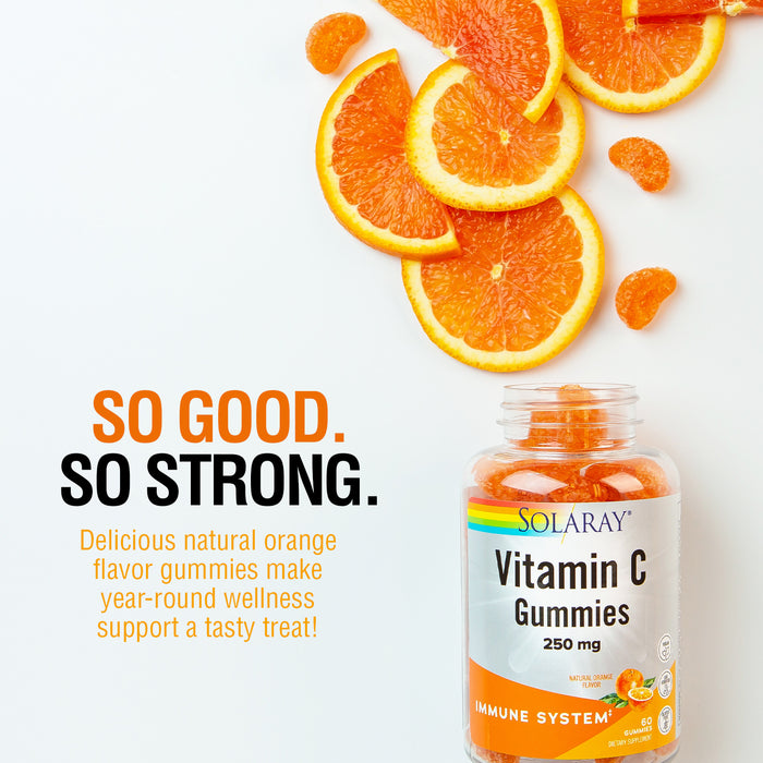 Solaray Vitamin C Gummies 250 mg | Healthy Immune System Function Support | Vegan & Gluten Free | 30 Servings, 60 Ct