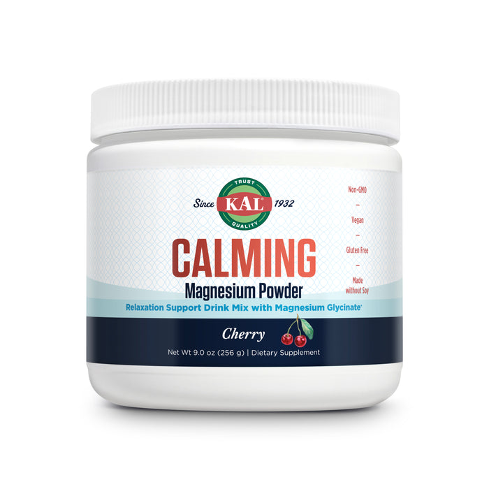 KAL Calming Magnesium Powder - Cherry Flavor Magnesium Supplement - High Absorption, Relaxation Support, No Added Sugar, Vegan, Gluten Free, Made Without Soy - 40 Servings, 9 oz