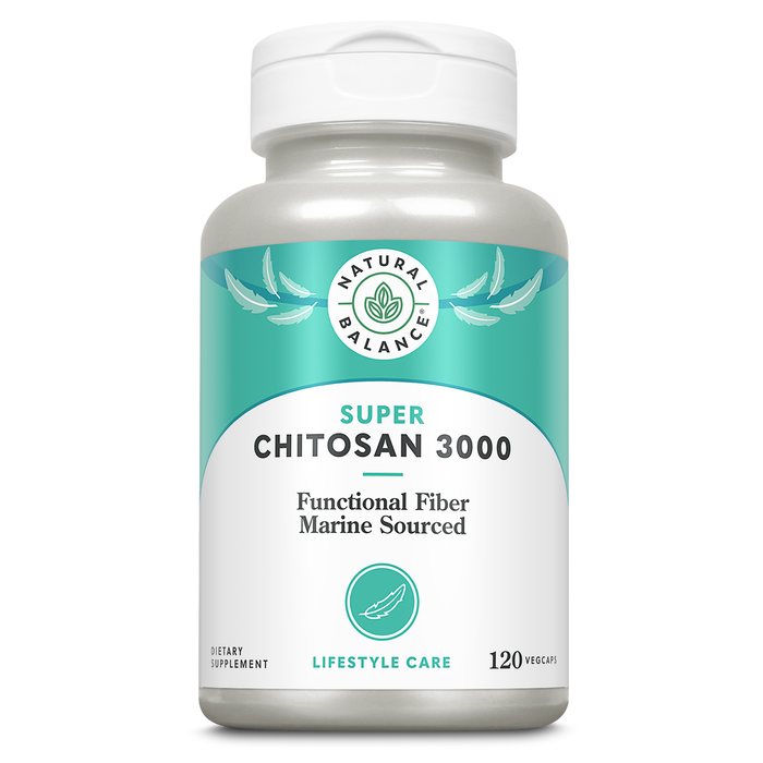 Natural Balance Super Chitosan 3000 | Fat Binding Functional Fiber & Healthy Lifestyle Support | Includes Diet Plan | 120 VegCaps