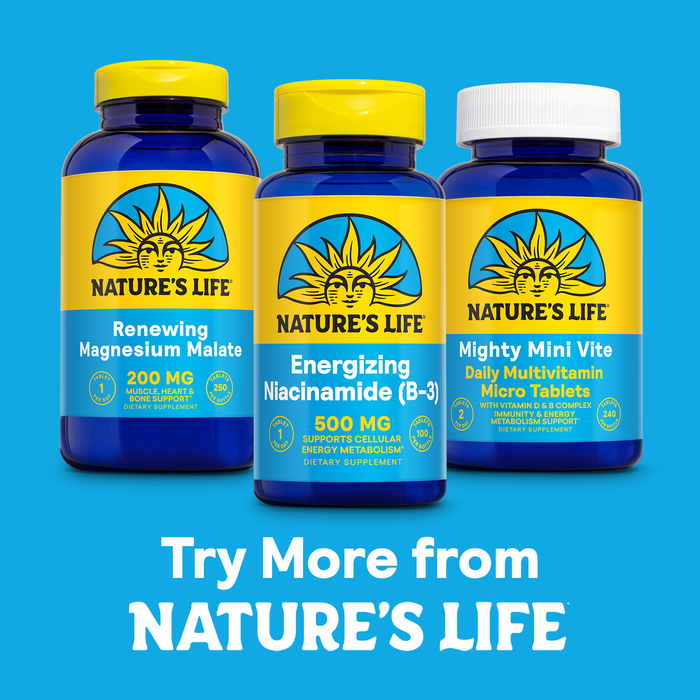 Nature's Life Energizing Niacinamide 500mg - No Flush Vitamin B 3 Niacin Supplement - Nerve Function, Metabolism and Healthy Energy Support - 60-Day Guarantee, Lab Verified, 100 Servings, 100 Tablets