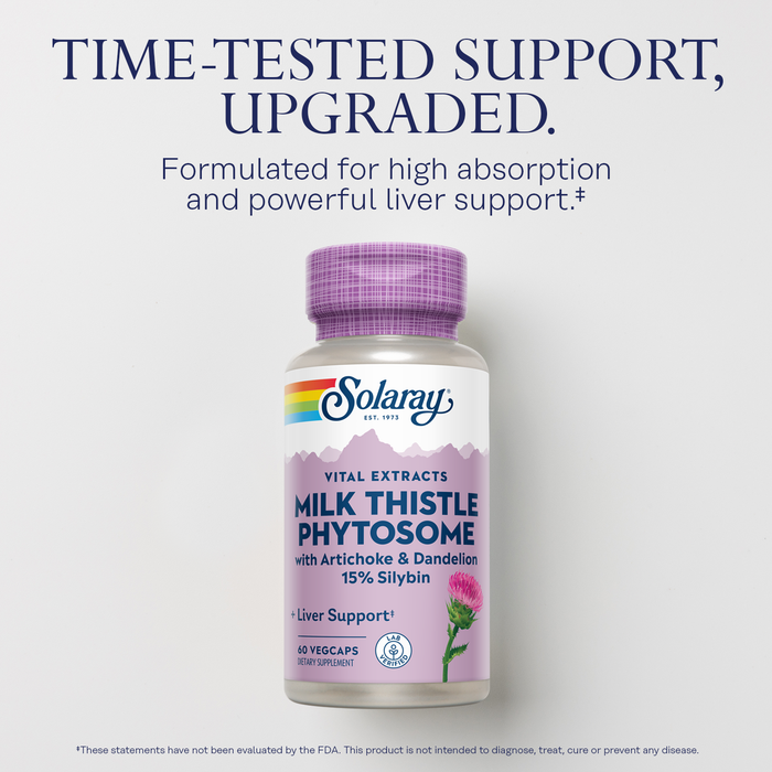 Solaray Milk Thistle Phytosome with Artichoke, Dandelion, and Ginger - Milk Thistle Extract Supplying 15% Silybin - Liver Supplement - 60-Day Guarantee, Lab Verified - 60 Servings, 60 VegCaps