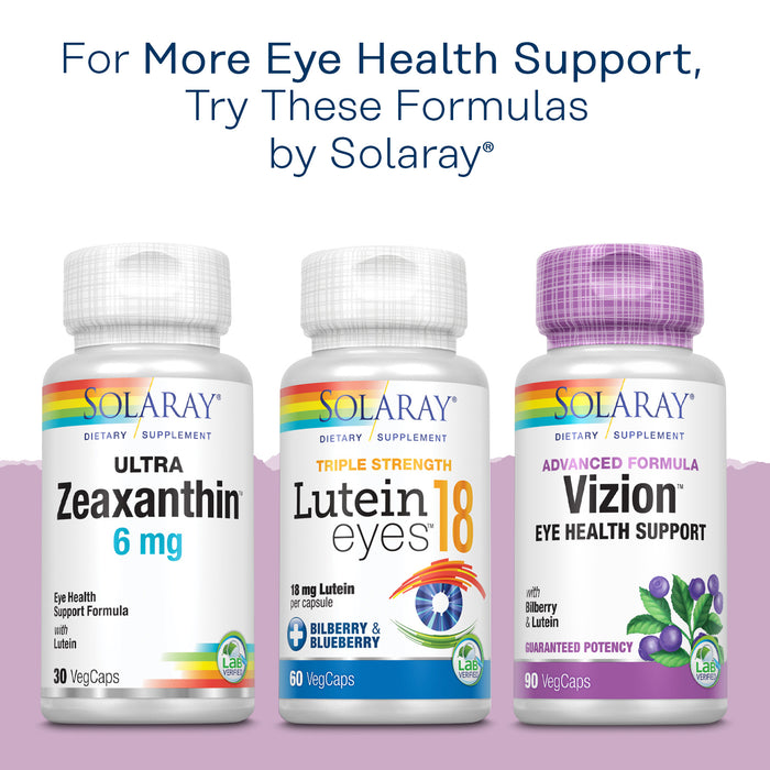 Solaray Bilberry Extract 160 mg, Eye Health & Circulation Support, 36% Anthocyanosides Plus Blueberry, Vegan, 30 VegCaps