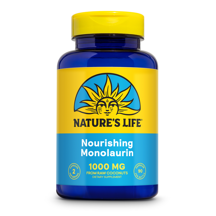 Natures Life Monolaurin 1000 mg, Nourishing Monolaurin from Natural Raw Coconut, Immune Support Supplement, Gut Health, Balanced Gut Flora, 60-Day Guarantee, 45 Servings, 90 Vegetarian Capsules