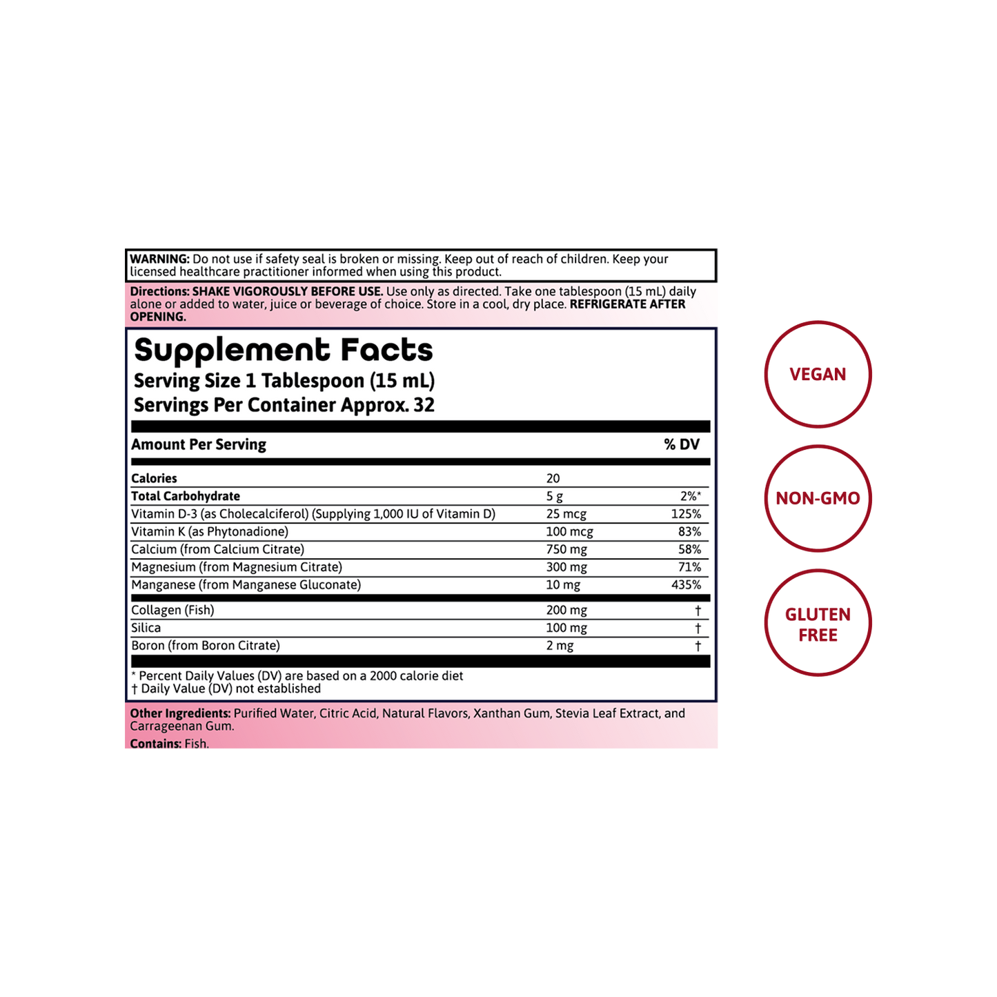 VitaLiquids Bone Support (Raspberry Vanilla)