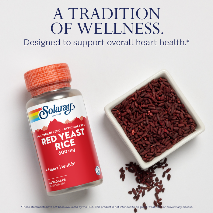 Solaray Red Yeast Rice, Healthy Heart Support, Citrinin-Free, 60 Day Money-Back Guarantee, 120 Servings, 120 VegCaps