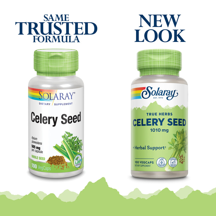 Solaray Celery Seed 1010 mg, Traditional Liver, Water Balance, and Joint Support, Whole Celery Seeds with Phytochemicals and Flavonoids, Vegan, Lab Verified, 60-Day Money-Back Guarantee, 50 Servings, 100 VegCaps