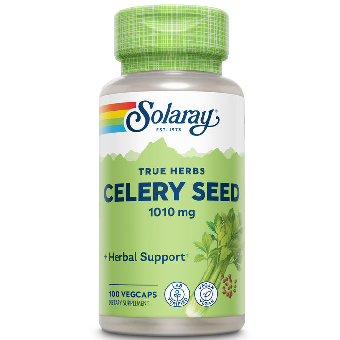 Solaray Celery Seed 1010 mg, Traditional Liver, Water Balance, and Joint Support, Whole Celery Seeds with Phytochemicals and Flavonoids, Vegan, Lab Verified, 60-Day Money-Back Guarantee, 50 Servings, 100 VegCaps